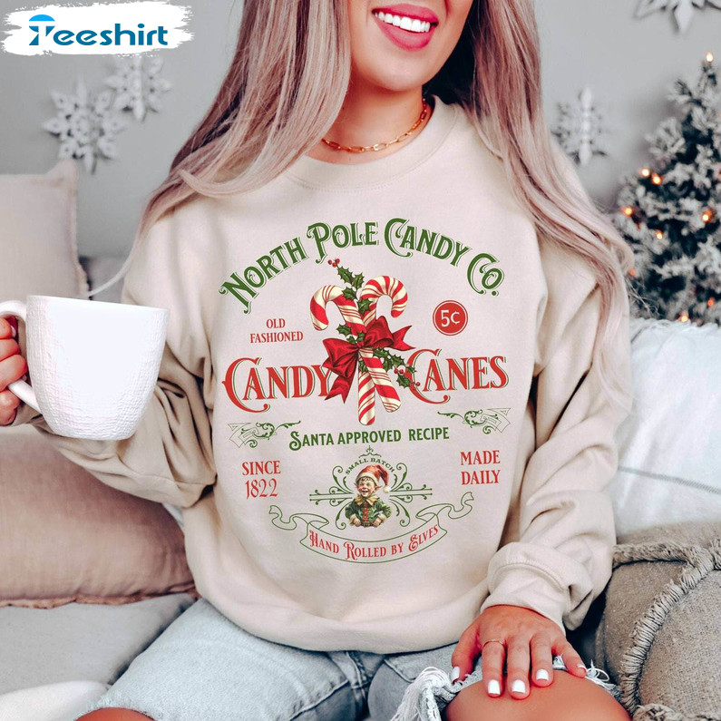 Candy Cane Christmas Shirt, Retro Old Fashioned Candy Cane Sweater Sweatshirt