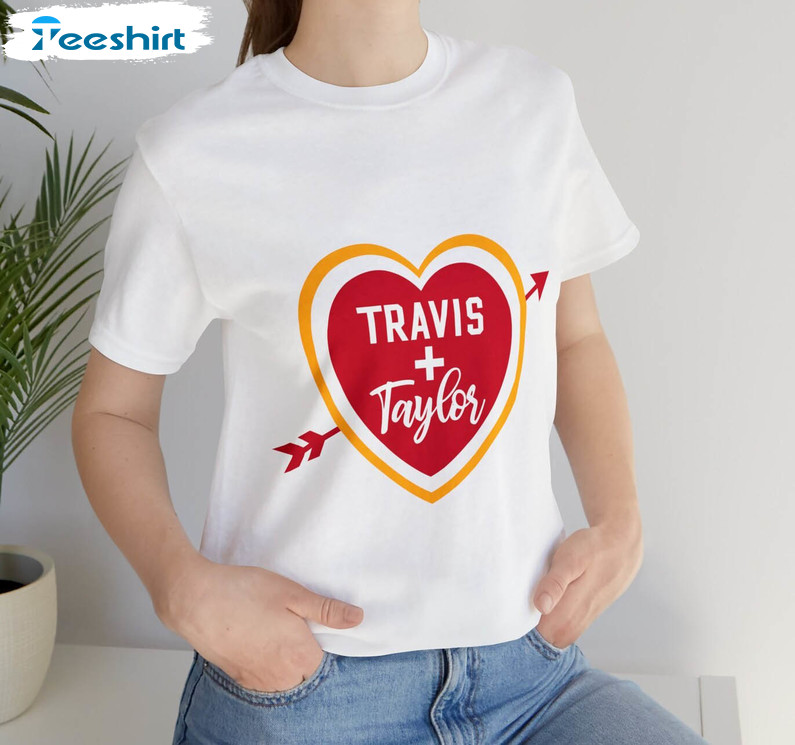 Taylor Swift Travis Kelce Shirt, Heart Decal Tee Tops Unisex Hoodie
