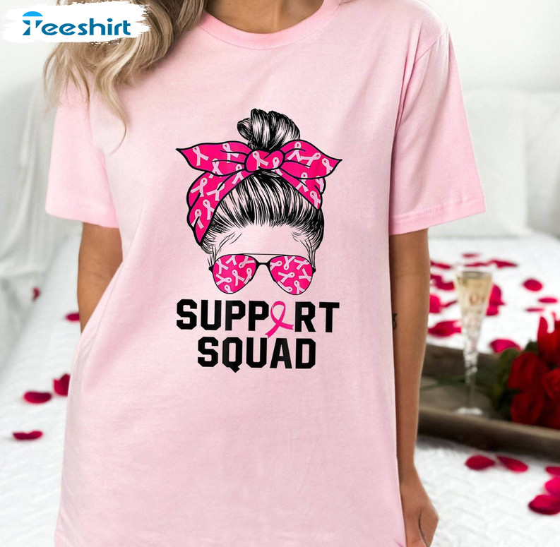 Breast Cancer Support Squad Shirt, Breast Cancer Fighter Sweater Crewneck