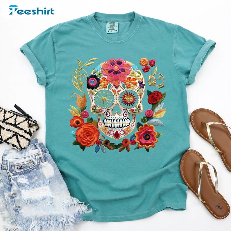 Dia De Los Muertos Shirt, Day Of The Dead Faux Long Sleeve Short Sleeve