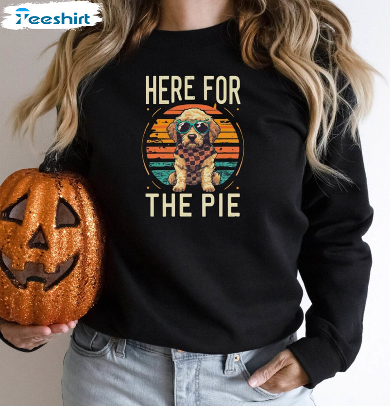 Here For The Pie Goldendoodle Wearing Sunglasses Shirt, Retro Dog Unisex Hoodie Long Sleeve