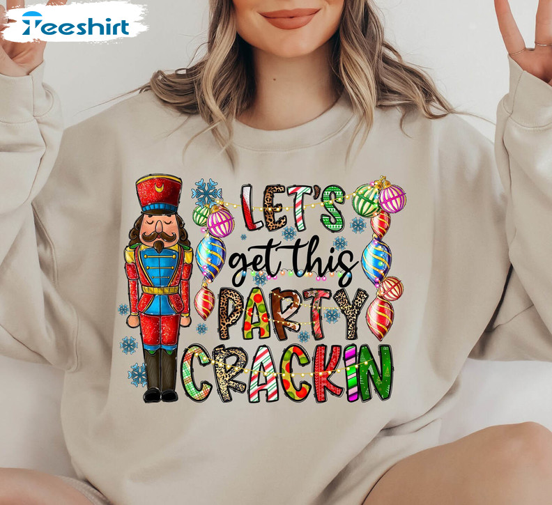 Christmas Holiday Shirt, Lets Get Crackin Cute Sweater Short Sleeve