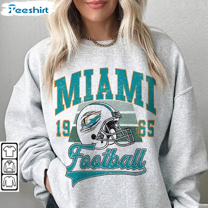 Miami Dolphins Shirt, Vintage Miami Football Short Sleeve Crewneck