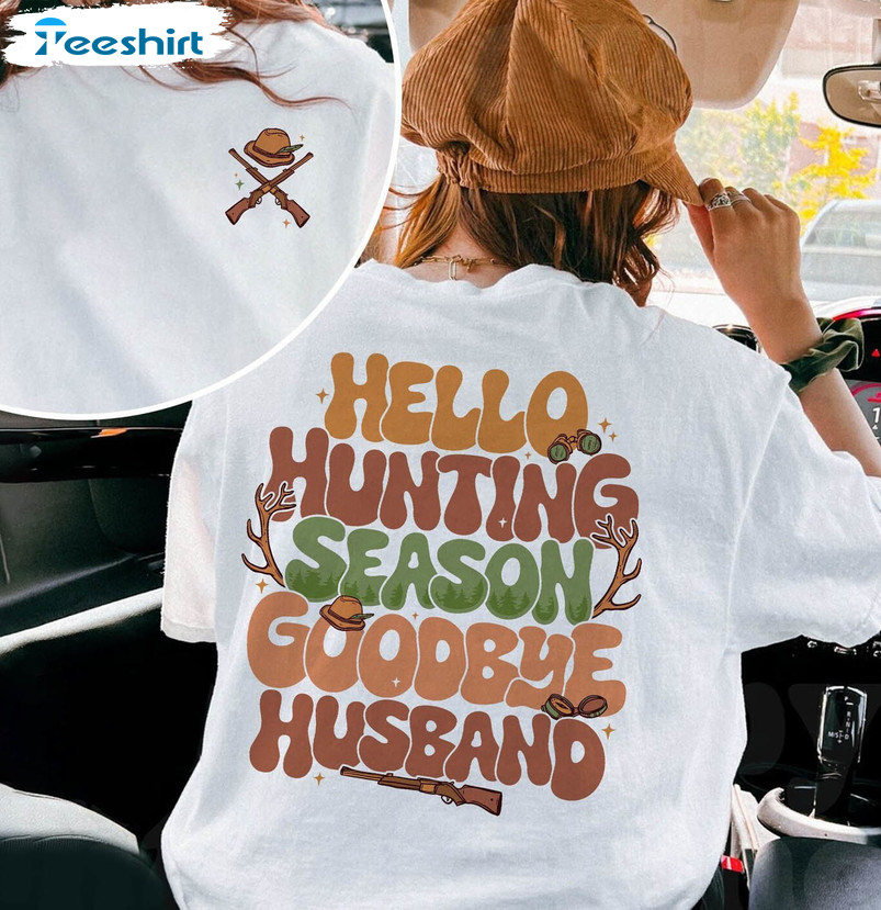 Hunting Wife Shirt , Deer Hunting Season Crewneck Short Sleeve