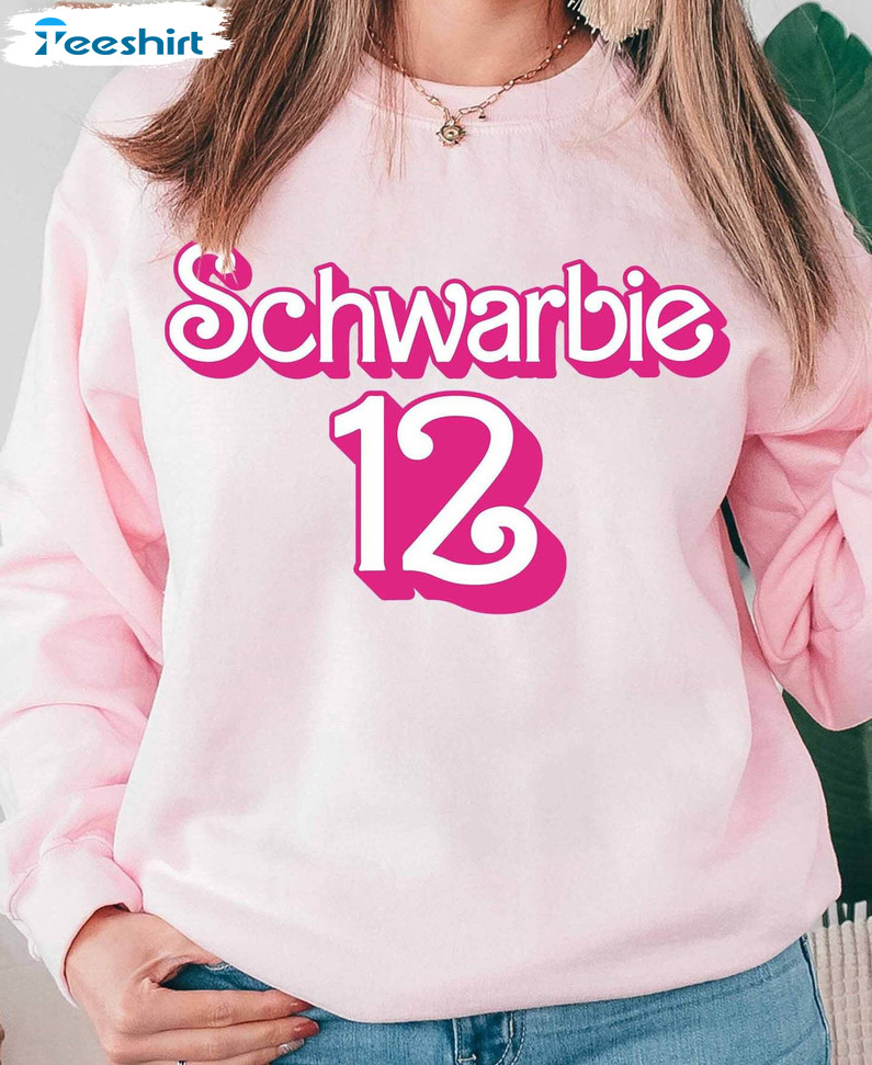 Funny Schwarbie Twelve Shirt, Pink Retro Tee Tops Short Sleeve