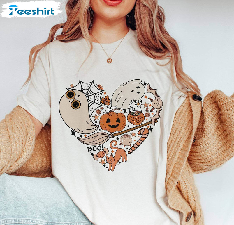 Love Halloween Shirt, Halloween Doodles Crewneck Unisex T Shirt