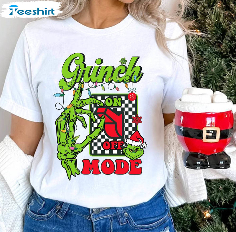 Grinch Mode On Retro Shirt, Christmas Season Unisex Hoodie Short Sleeve