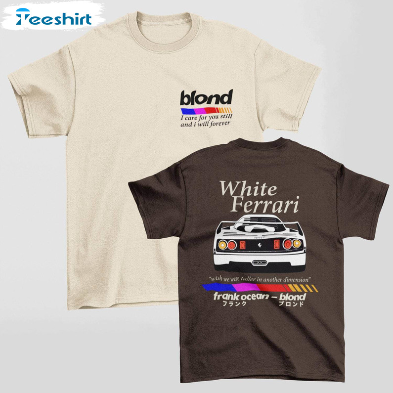 Frank Ocean Blond White Ferrari Shirt, Blonded Album Tee Tops Short Sleeve