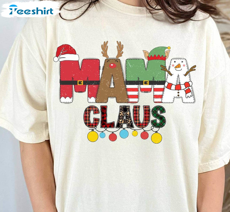 Mama Claus Retro Shirt, Christmas Funny Short Sleeve Tee Tops