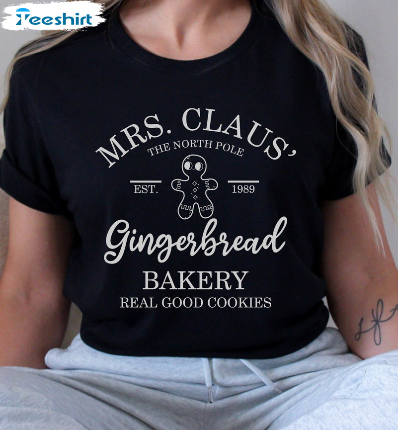 Mrs Clause Gingerbread Christmas Cute Shirt, Funny Christmas Crewneck Short Sleeve
