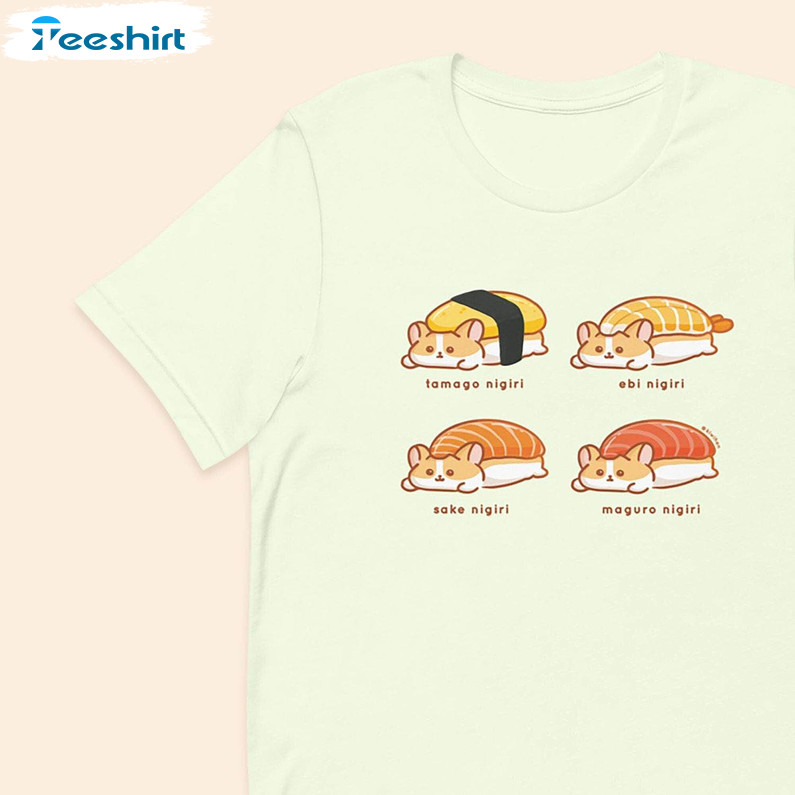 Sushi Corgi Shirt, Cute Tee Tops Unisex Hoodie