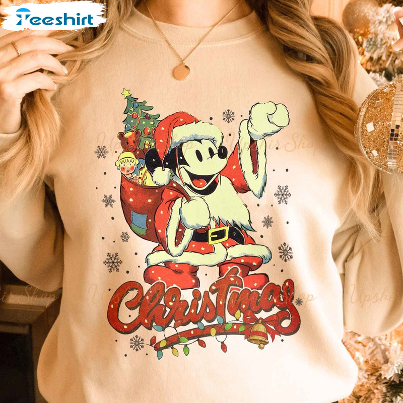 Santa Merry Christmas Shirt - Disney World Mickey Crewneck Sweatshirt
