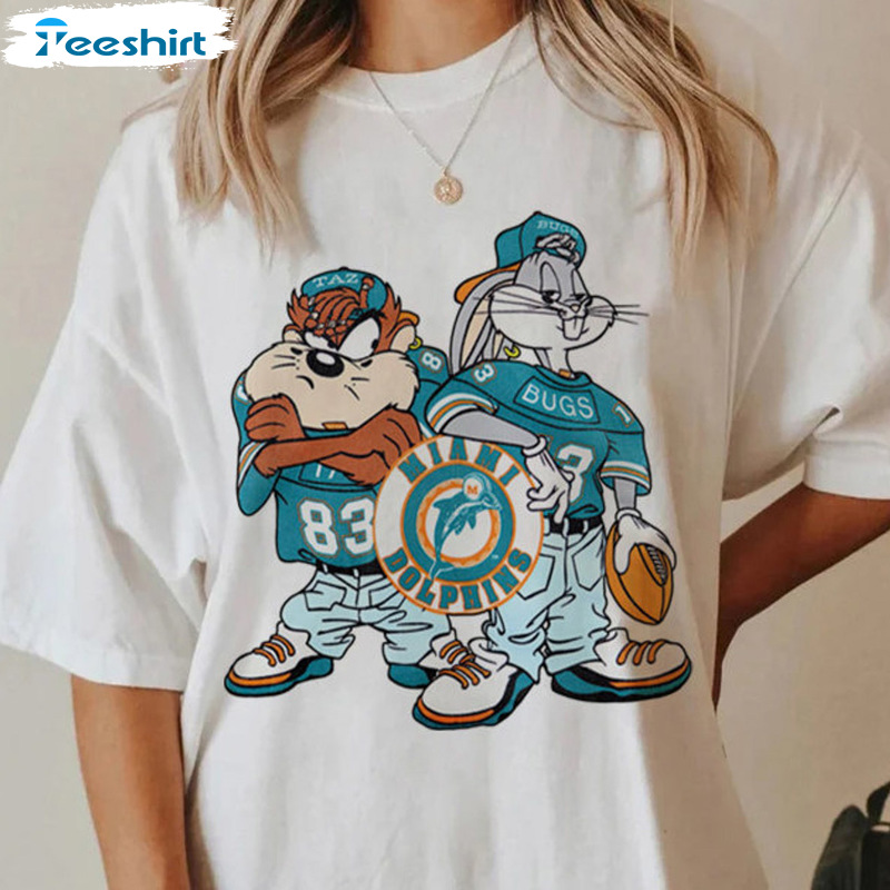 Football Looney Tunes Shirt - Miami Dolphins Team Sweatshirt Long Sleeve