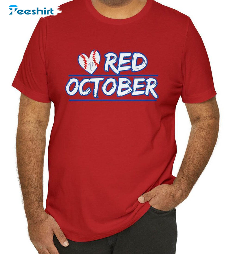 Phillies Baseball Shirt, Red October Baseball T-shirt Long Sleeve