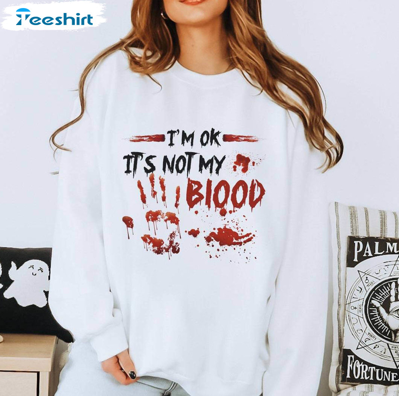 Bloody Halloween Shirt, Cute Spooky Long Sleeve Sweatshirt