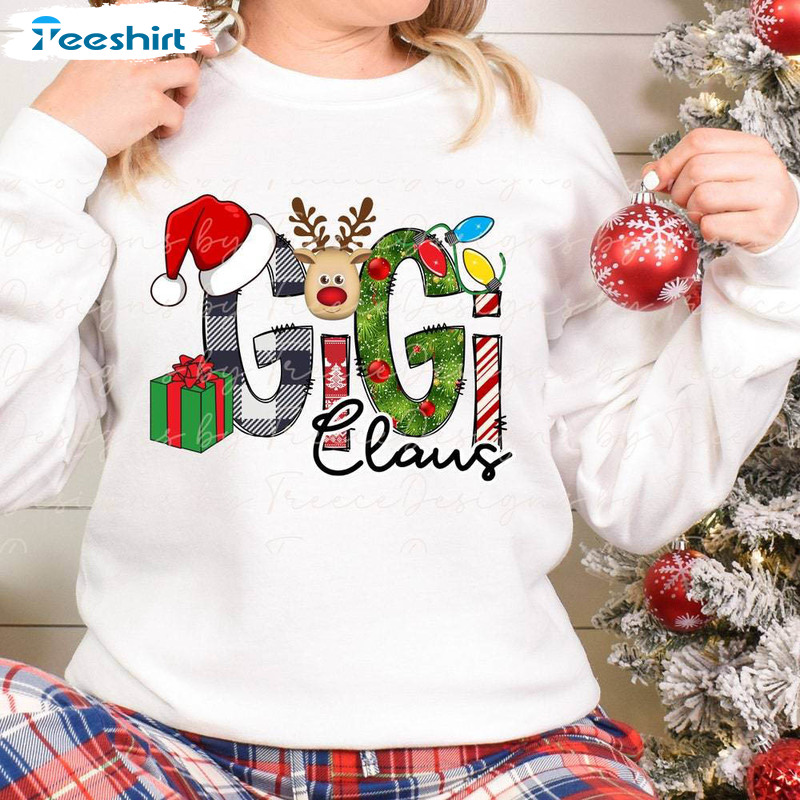 Gigi Claus Shirt, Christmas Funny Short Sleeve Sweatshirt