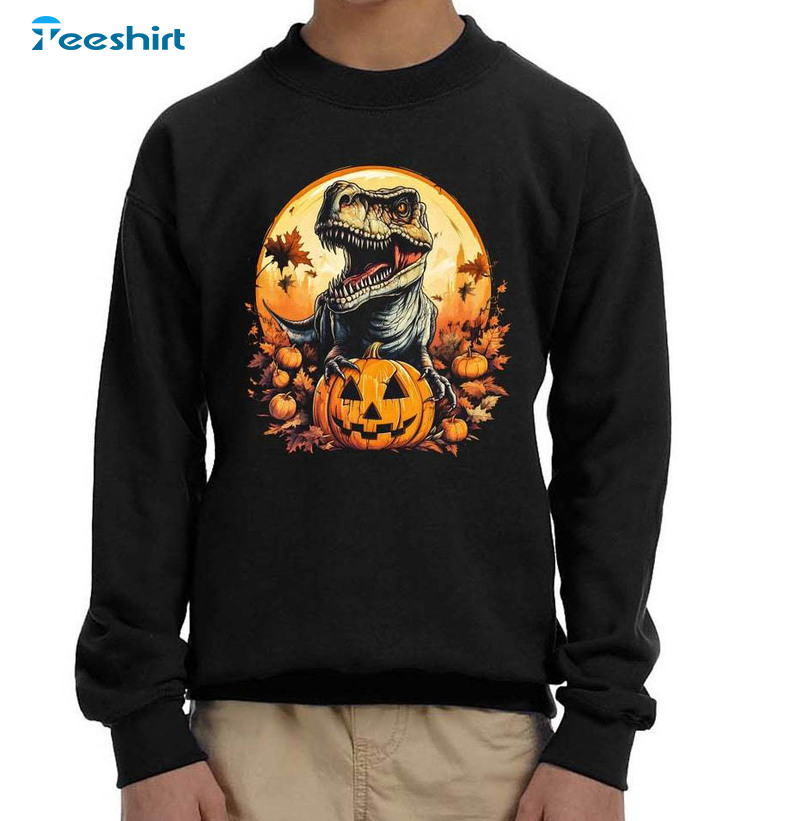 T Rex Halloween Shirt, Dinosaur Halloween Short Sleeve Unisex Hoodie