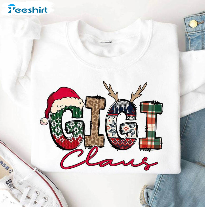 Gigi Claus Shirt, Grandma Claus Sweatshirt Short Sleeve