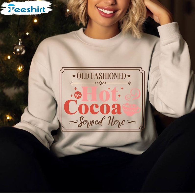 Vintage Hot Cocoa Christmas Shirt, Trendy Crewneck Unisex T Shirt