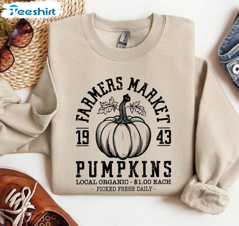 Farmers Market Sweatshirt, Retro Thanksgiving Unisex T Shirt Short Sleeve