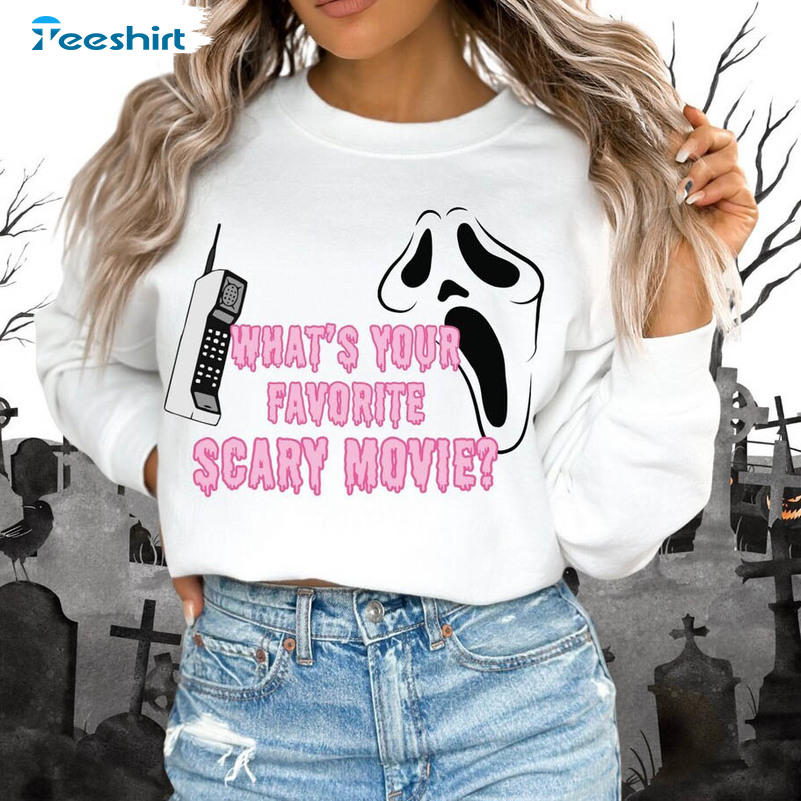 What's Your Favorite Scary Movie Shirt, Halloween Cute Long Sleeve Short Sleeve