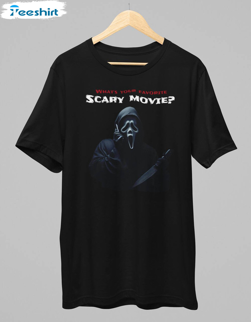What's Your Favorite Scary Movie Shirt, Ghostface Tee Tops Short Sleeve