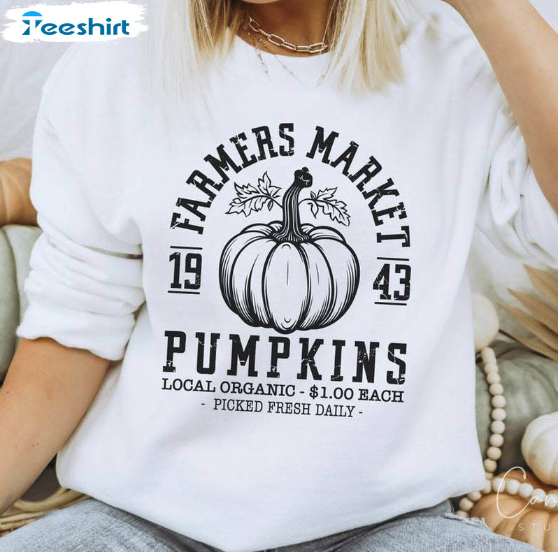Pumpkins Farmer Market Cute Shirt, Autumn Harves Festive Crewneck Sweatshirt