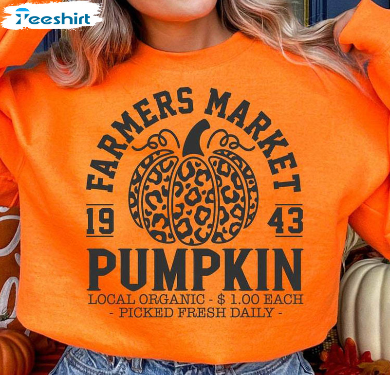 Pumpkins Farmer Market Cute Shirt, Leopard Pumpkin Short Sleeve Unisex Hoodie