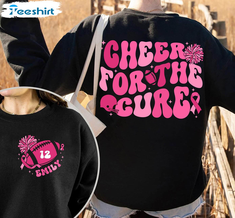 Cheer For The Cure Breast Cancer Shirt, Pink Out Crewneck Unisex T Shirt