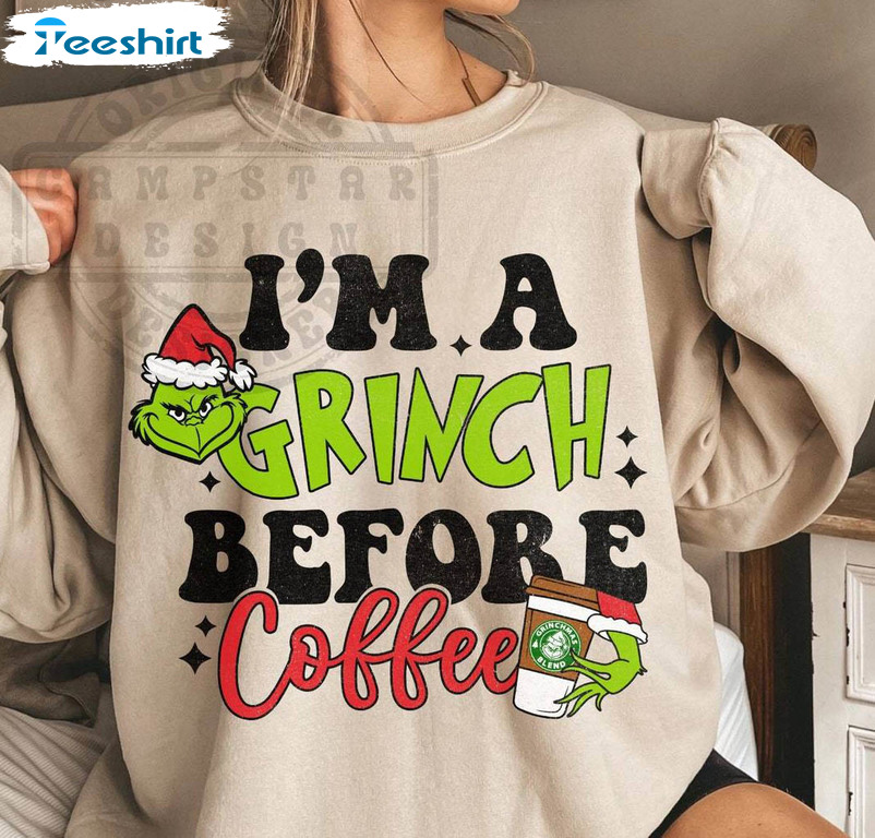 Before Coffee Shirt, Christmas Coffee Long Sleeve Unisex Hoodie