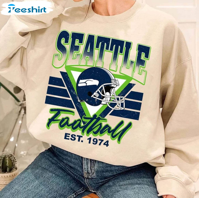 Seattle Football Shirt, Retro Seattle Football Short Sleeve Tee Tops