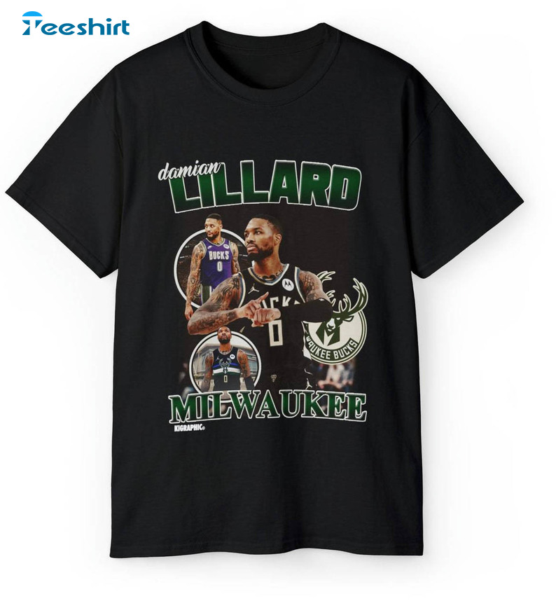 Damian Lillard Milwaukee Bucks Shirt, Vintage Sweatshirt Crewneck