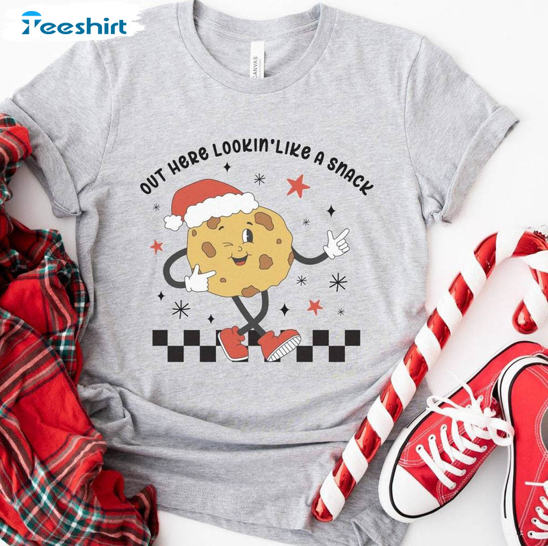 Out Here Lookin Like A Snack Funny Shirt, Boujee Christmas Tee Tops Short Sleeve