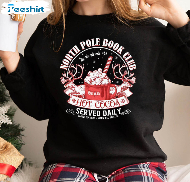 Bookish Christmas Shirt, North Pole Book Club Long Sleeve Short Sleeve