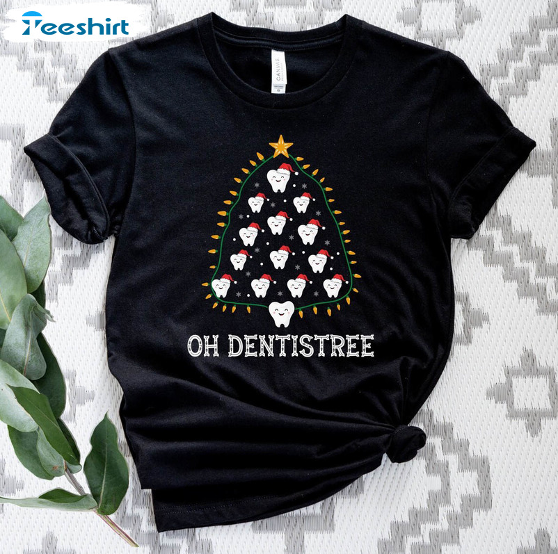 Oh Dentistree Shirt, Christmas Tooth Tree Long Sleeve Unisex Hoodie