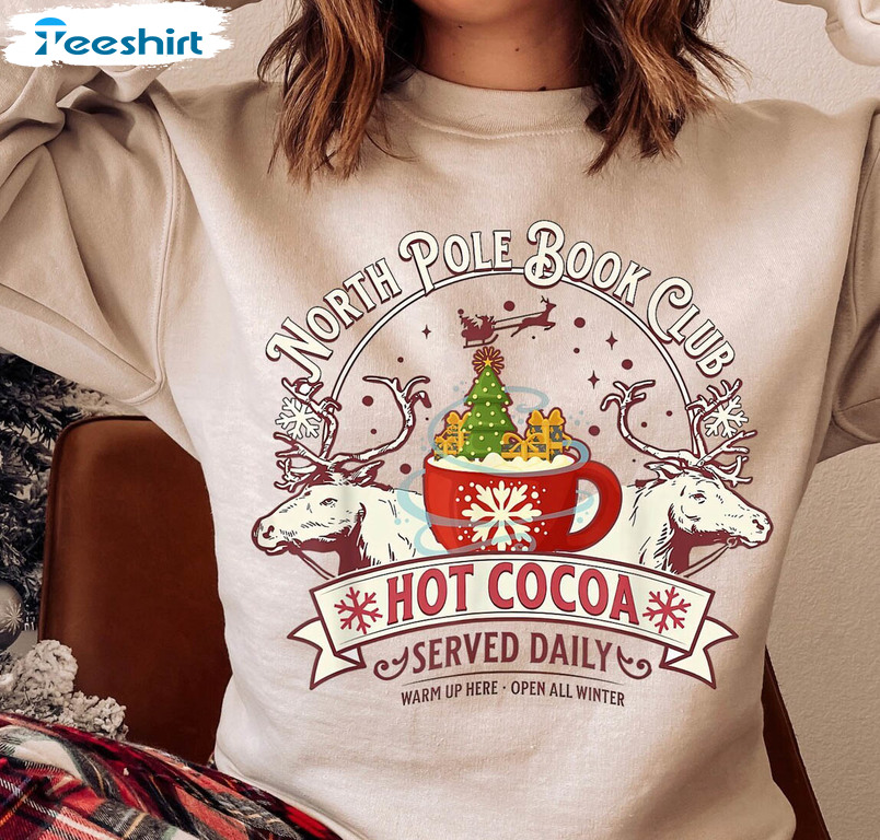 North Pole Book Club Shirt, Merry Christmas Sweater Long Sleeve