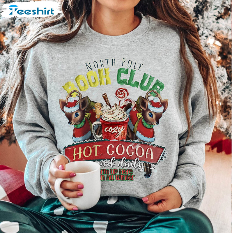 North Pole Book Club Christmas Shirt, Merry Bookmas Sweater Long Sleeve
