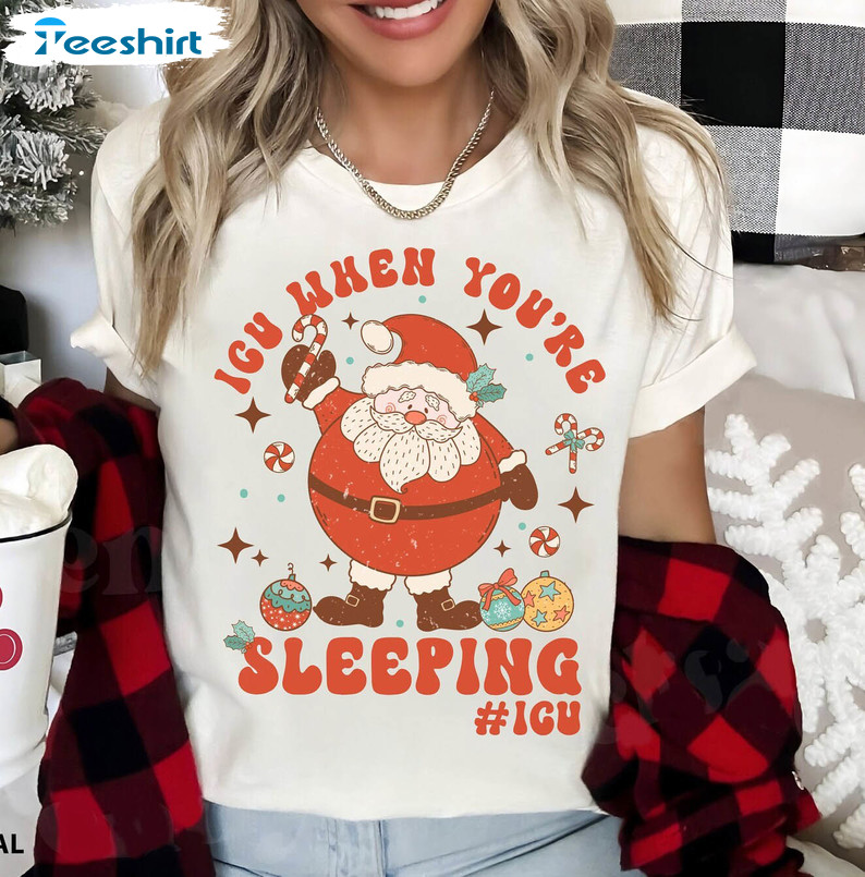 Icu Nurse Christmas Cute Shirt, Intensive Care Unit Nurse Crewneck Long Sleeve