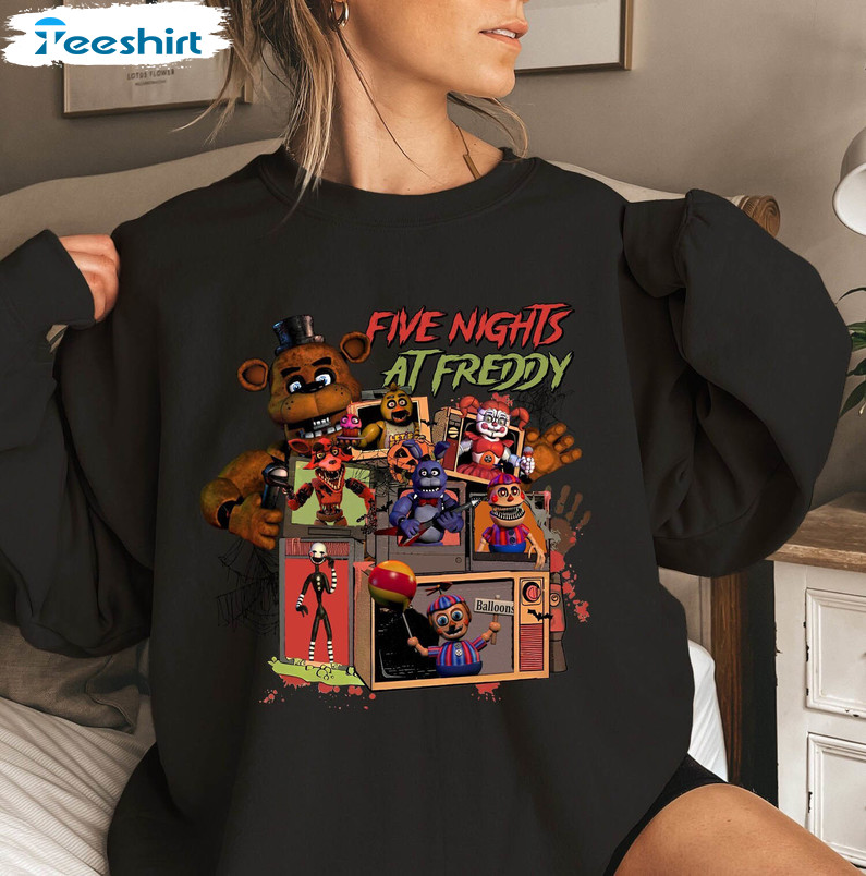 Halloween Five Nights At Freddy's Shirt, Trendy Movie Unisex Hoodie Short Sleeve