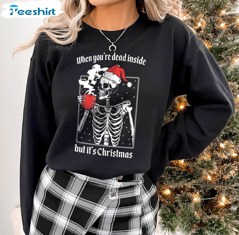 Christmas Coffee Shirt, Christmas Skeleton Short Sleeve Sweater