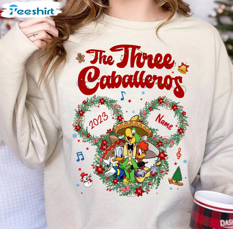 Disney Three Caballeros Shirt, Christmas Lights Crewneck Unisex T Shirt