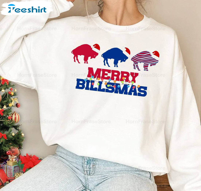 Christmas Buffalo Funny Shirt, Merry Billsmas Nfl Short Sleeve Tee Tops