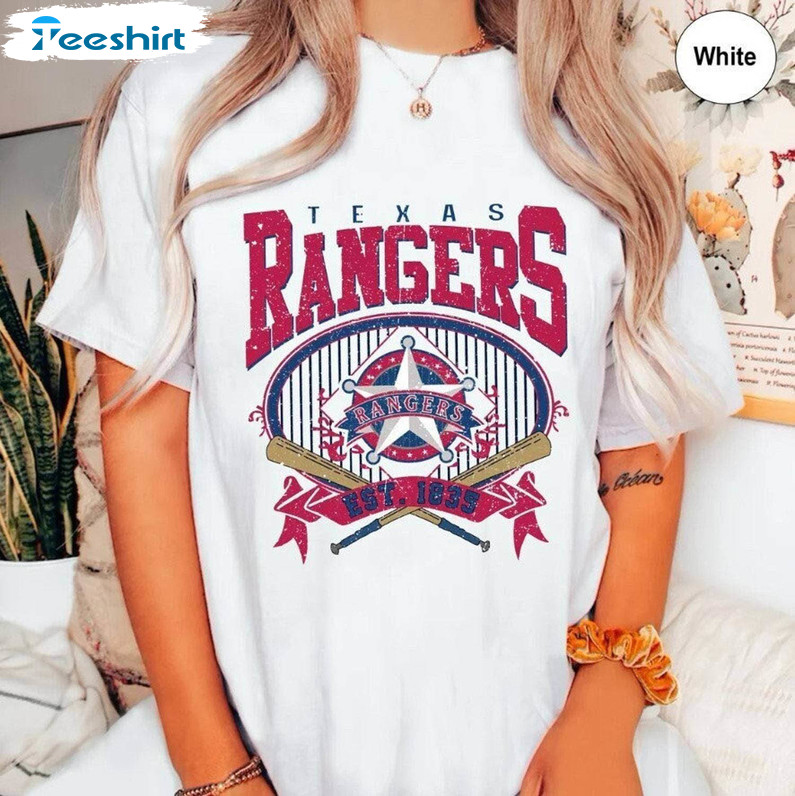 Vintage Texas Baseball Est 1835 Shirt , Rangers Baseball Short Sleeve Crewneck