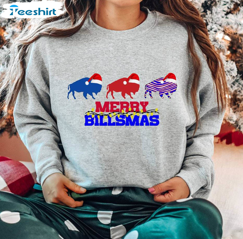 Christmas Buffalo Shirt, Merry Billsmas Crewneck Short Sleeve