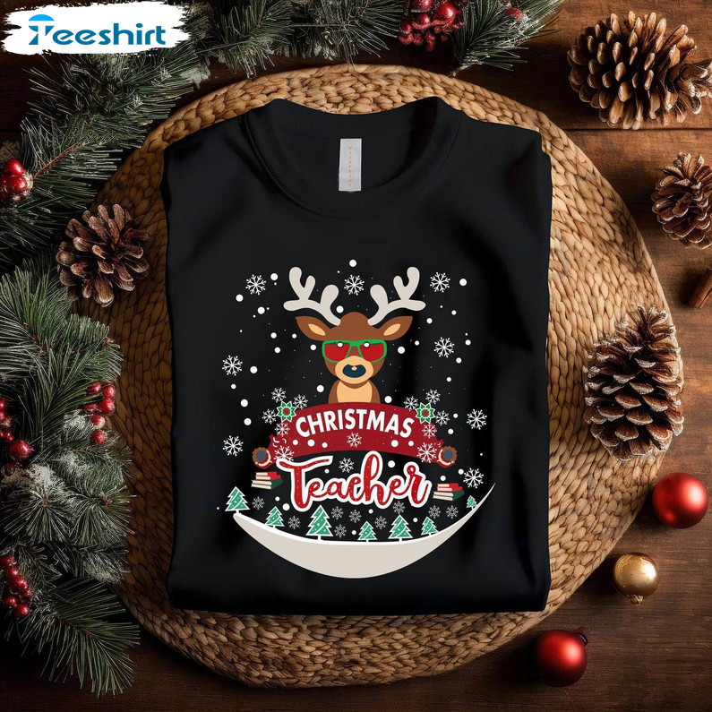 Christmas Teacher Shirt, Very Merry Teacher Unisex Hoodie Crewneck