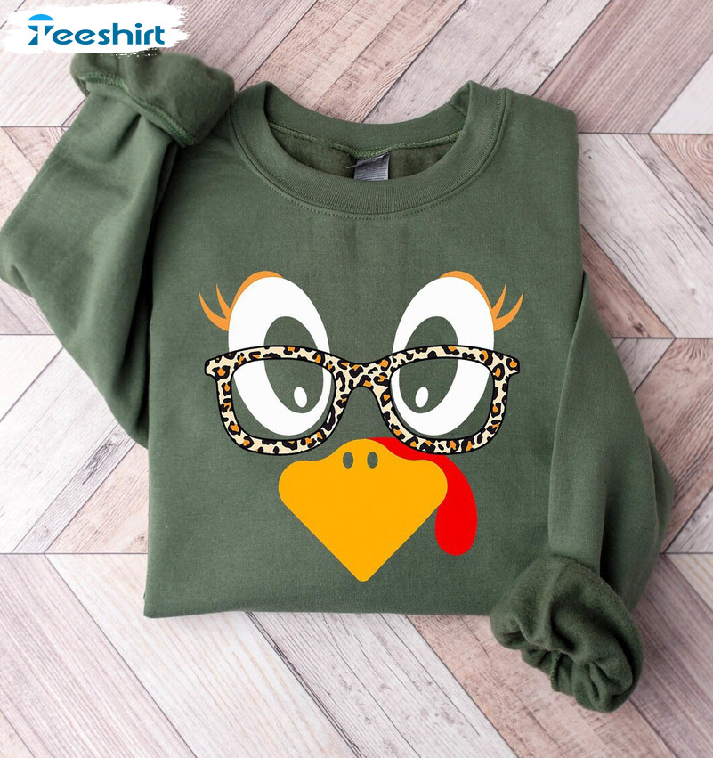 Cute Turkey Fall Thanksgiving Shirt, Matching Thanksgiving Sweatshirt Long Sleeve