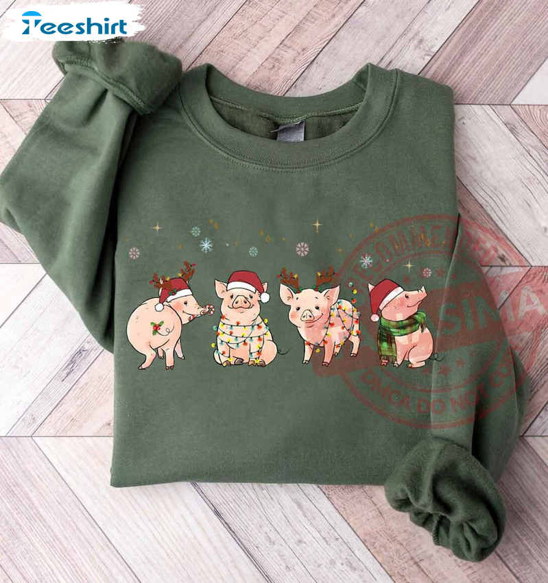 Funny Christmas Animal Shirt, Pig Lover Crewneck Sweatshirt