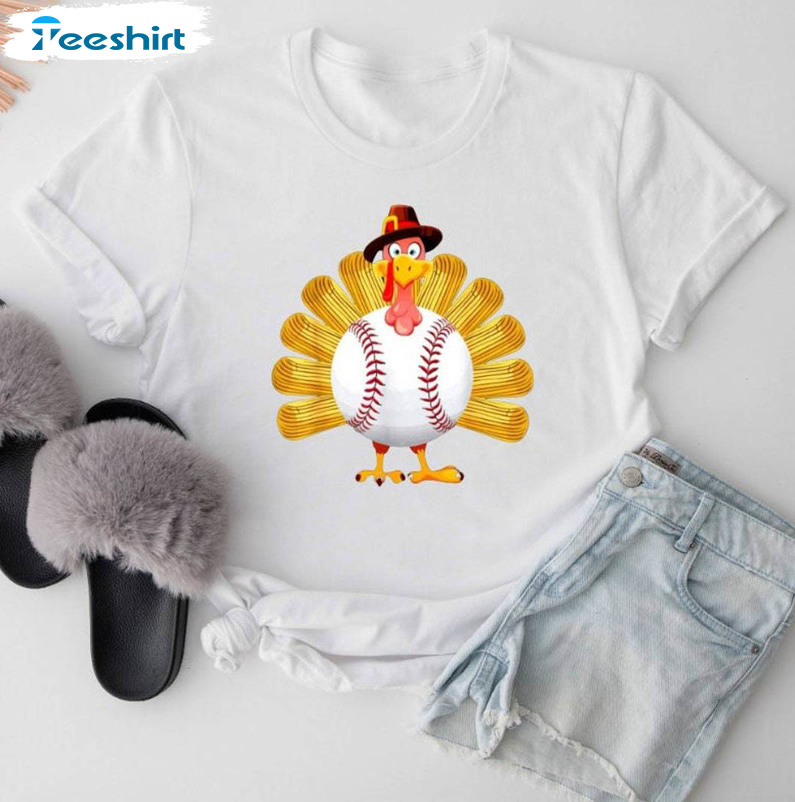 Baseball Turkey Shirt, Family Matching Thanksgiving Long Sleeve Unisex T Shirt