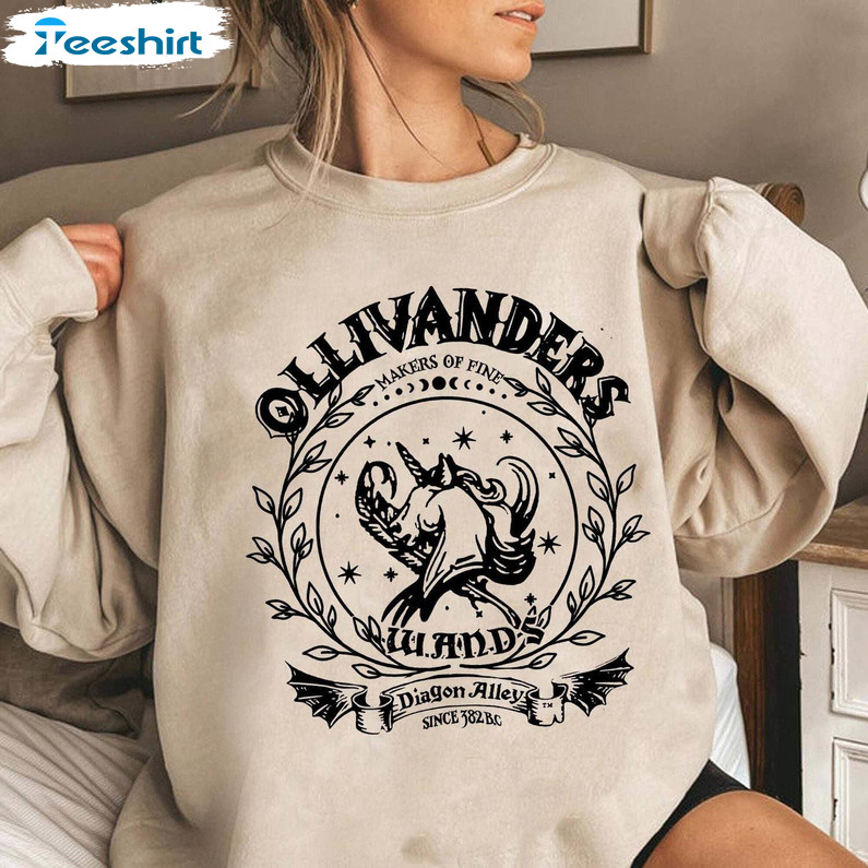 Ollivanders Wand Shop Wizard Book Shirt, Universal Trip Sweater Short Sleeve