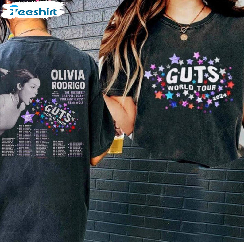 Guts World Tour 2024 Shirt, Retro Olivia Rodrigo Short Sleeve Unisex T Shirt